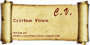 Czirbus Vince névjegykártya